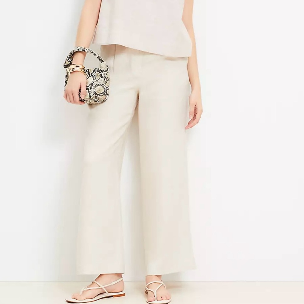 Loft Pull On Wide Leg Pants in Linen 10